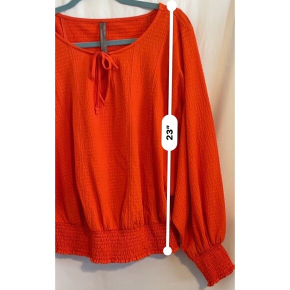 Anthropologie Shirt Doleman Sleeve Smocked Cuffs & Waist Orange Women’s Size M - Picture 6 of 8